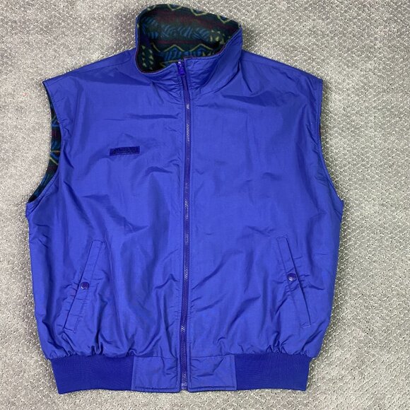 Vintage 90s Columbia Reversible Vest Men's XL Fleece Southwestern Aztec Purple - Picture 2 of 12